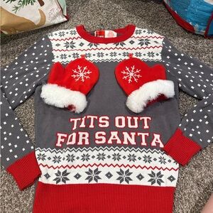 🥝NWOT Festive Gray and Red Christmas Sweater